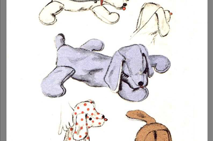 Stuffed Toy Vintage Stuffed Dog PAJAMA CASE Fabric Material Sewing Pattern #6588 Reprint Copy
